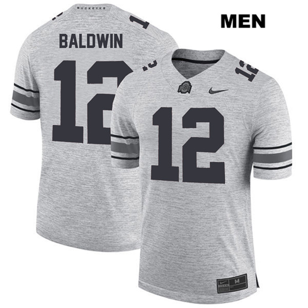 Ohio State Buckeyes Men's Matthew Baldwin #12 Gray Authentic Nike College NCAA Stitched Football Jersey VM19A57IX